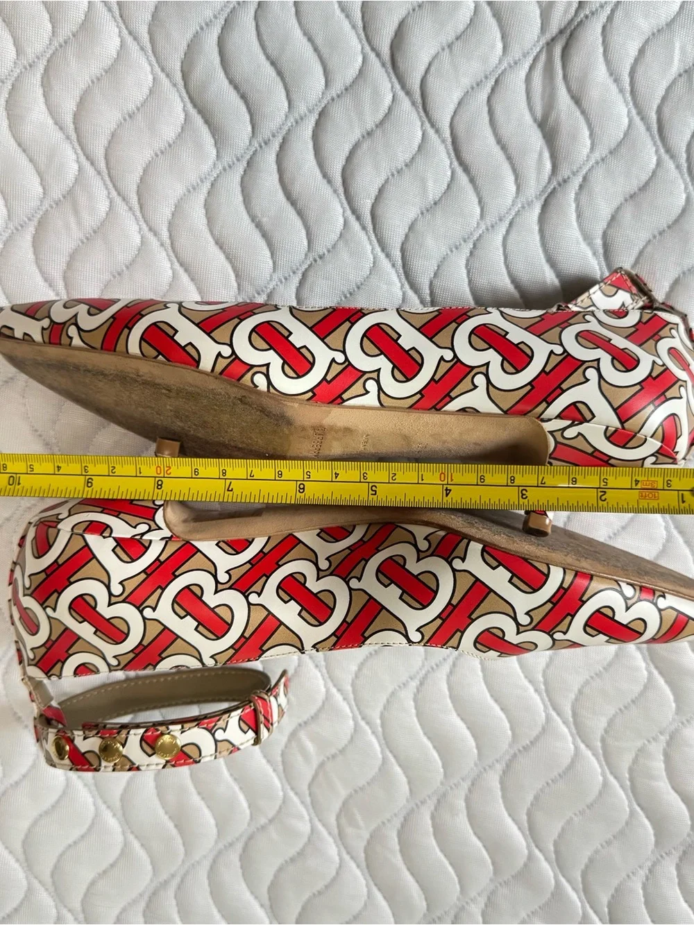 Burberry Wiltkin TB Monogram Peep Toe Ankle Strap Pumps EU 36.5